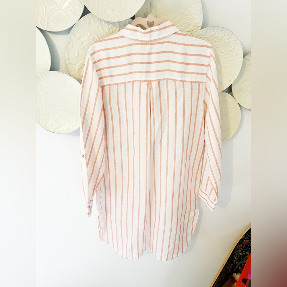 Small Chicos Linen Striped Shirt Dress - Picture 3 of 5